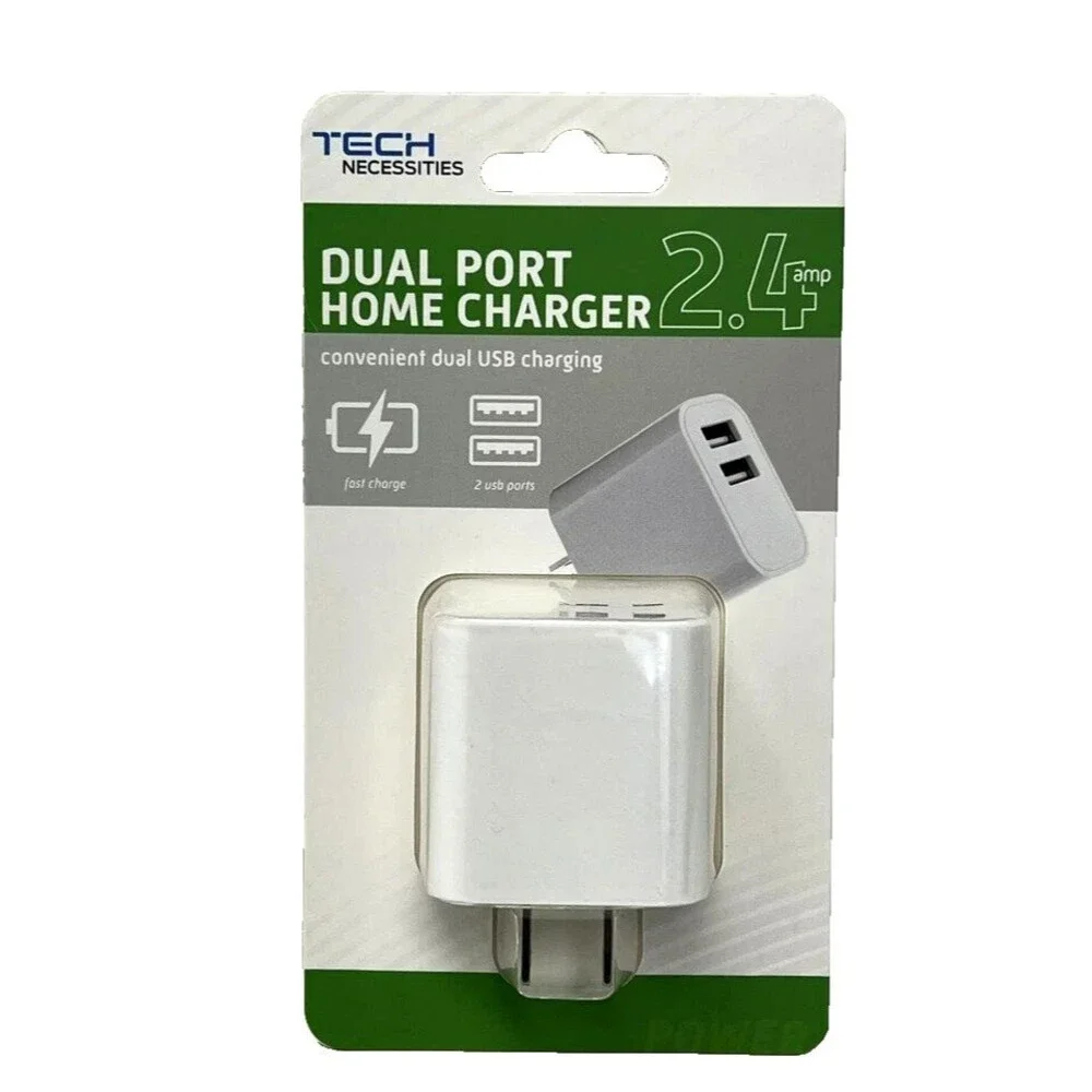 Home Wall Travel Charger w/ 2-PORT USB Dual USB Ports 2.4 5V New Factory Sealed